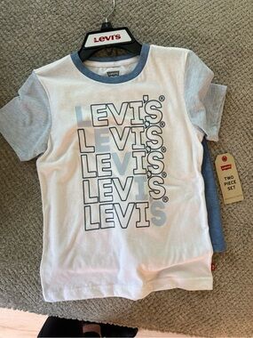 Levi's Boys' White & Light Blue Logo Tee - Two Piece Set NWT
